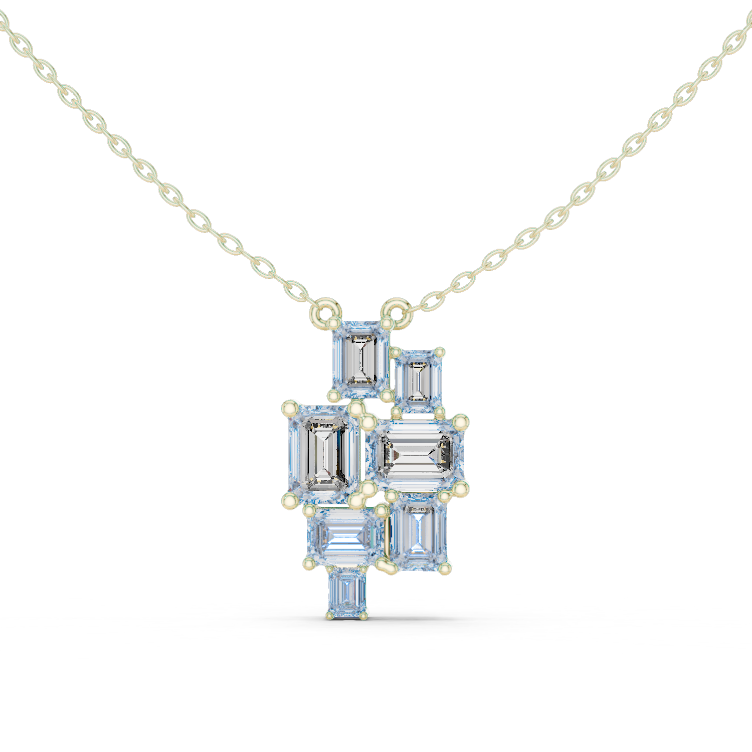 Clustered Emerald-Cut Diamond Pendant