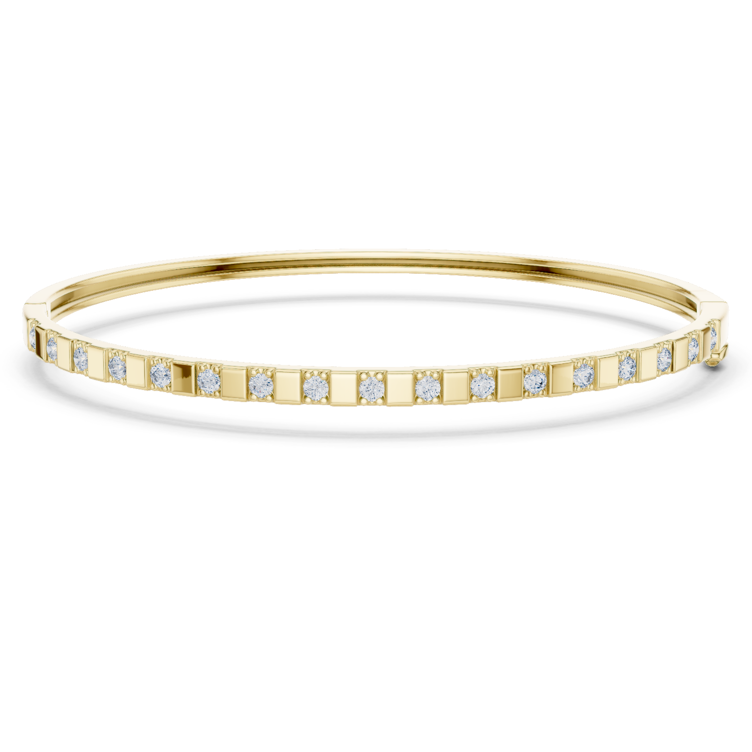 Minimalist Rose Gold Bangle with Channel-Set Diamonds