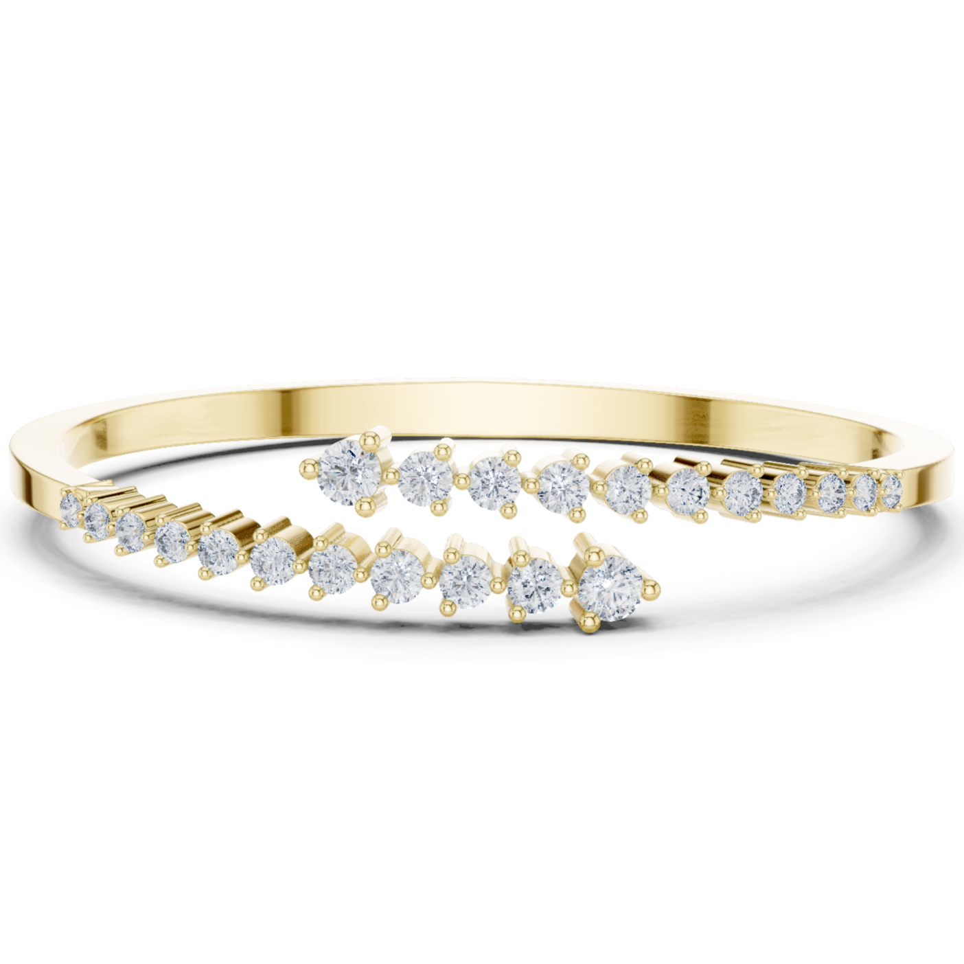 Open Bangle with Tapered Diamond Rows