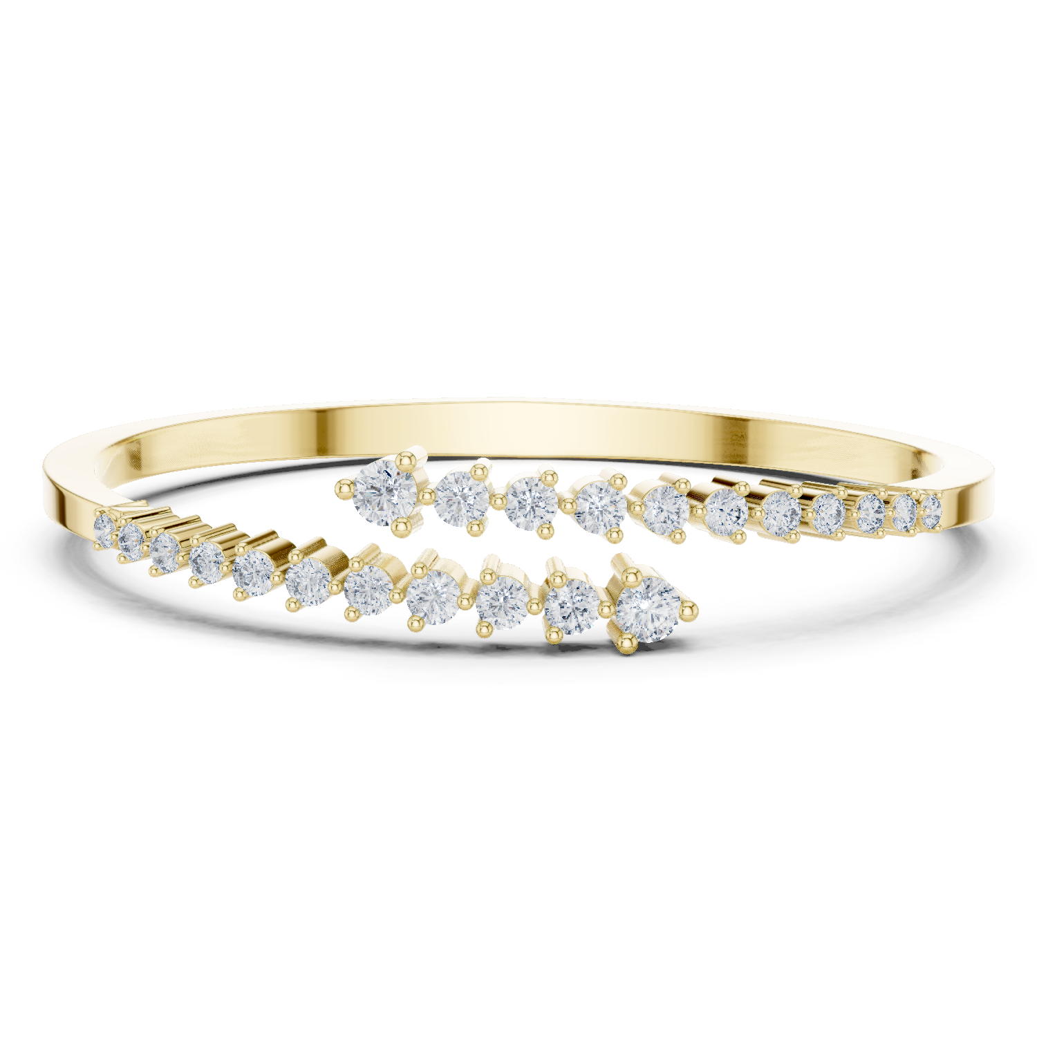 Open Bangle with Tapered Diamond Rows
