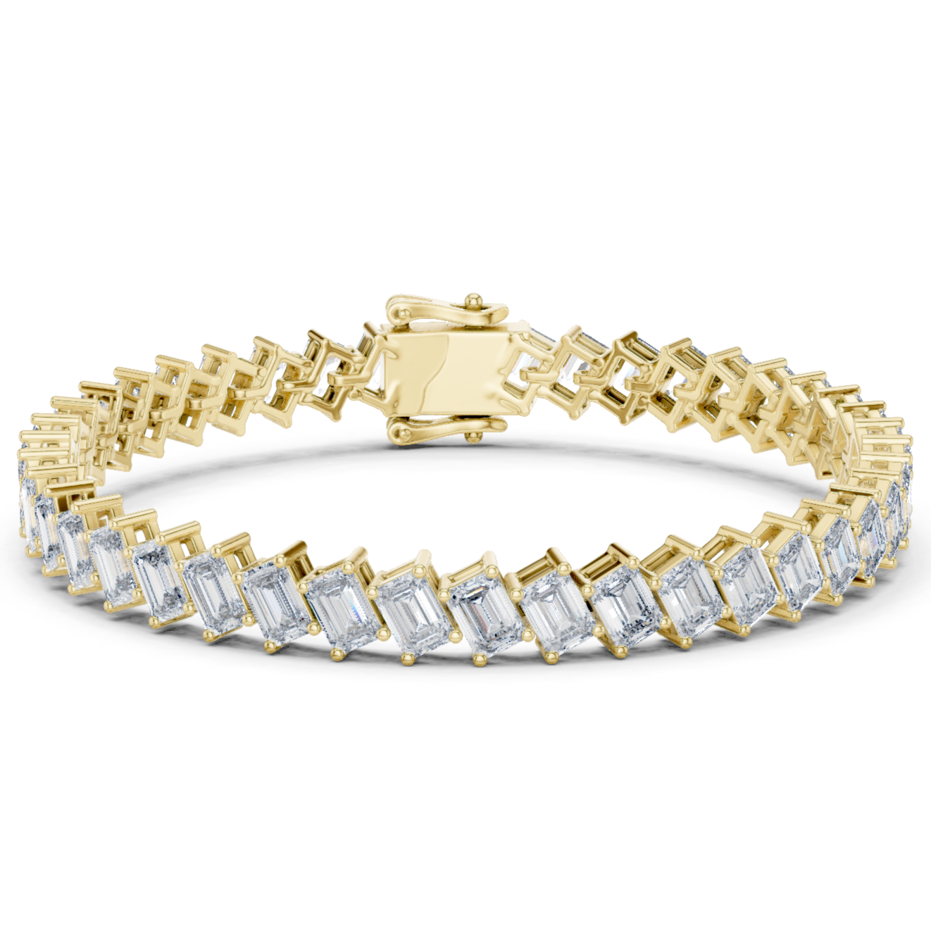 Featuring a Row of Sparkling Emerald-Cut Diamonds