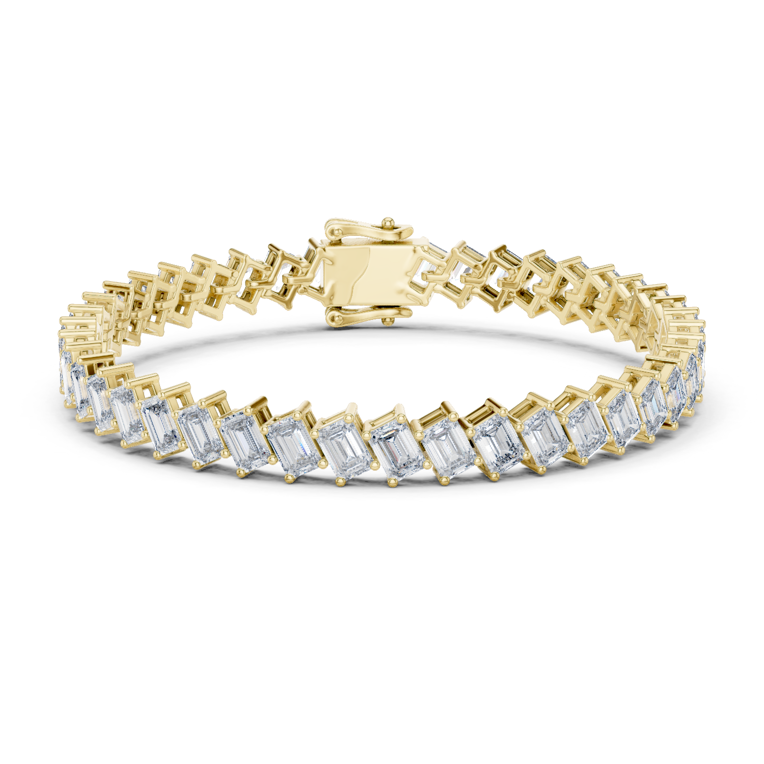 Featuring a Row of Sparkling Emerald-Cut Diamonds