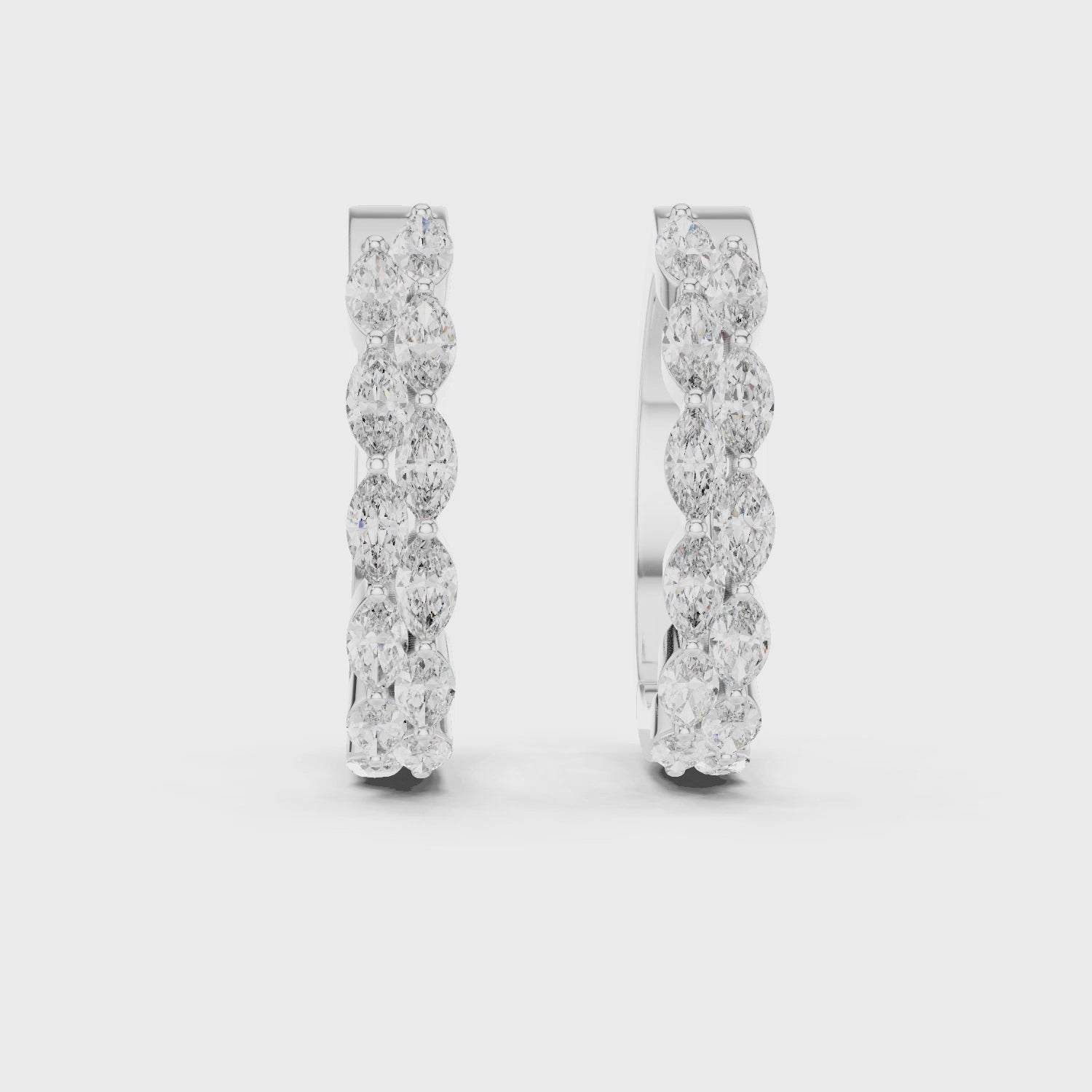 Elegant Rose Gold Marquise Diamond Hoop Earrings