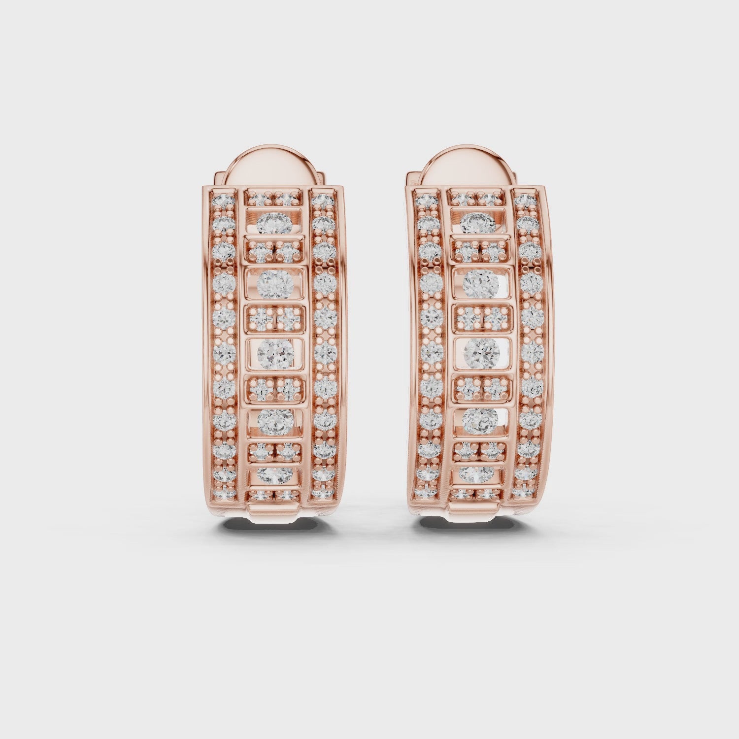 Rose Gold Diamond Geometric Hoop Earrings
