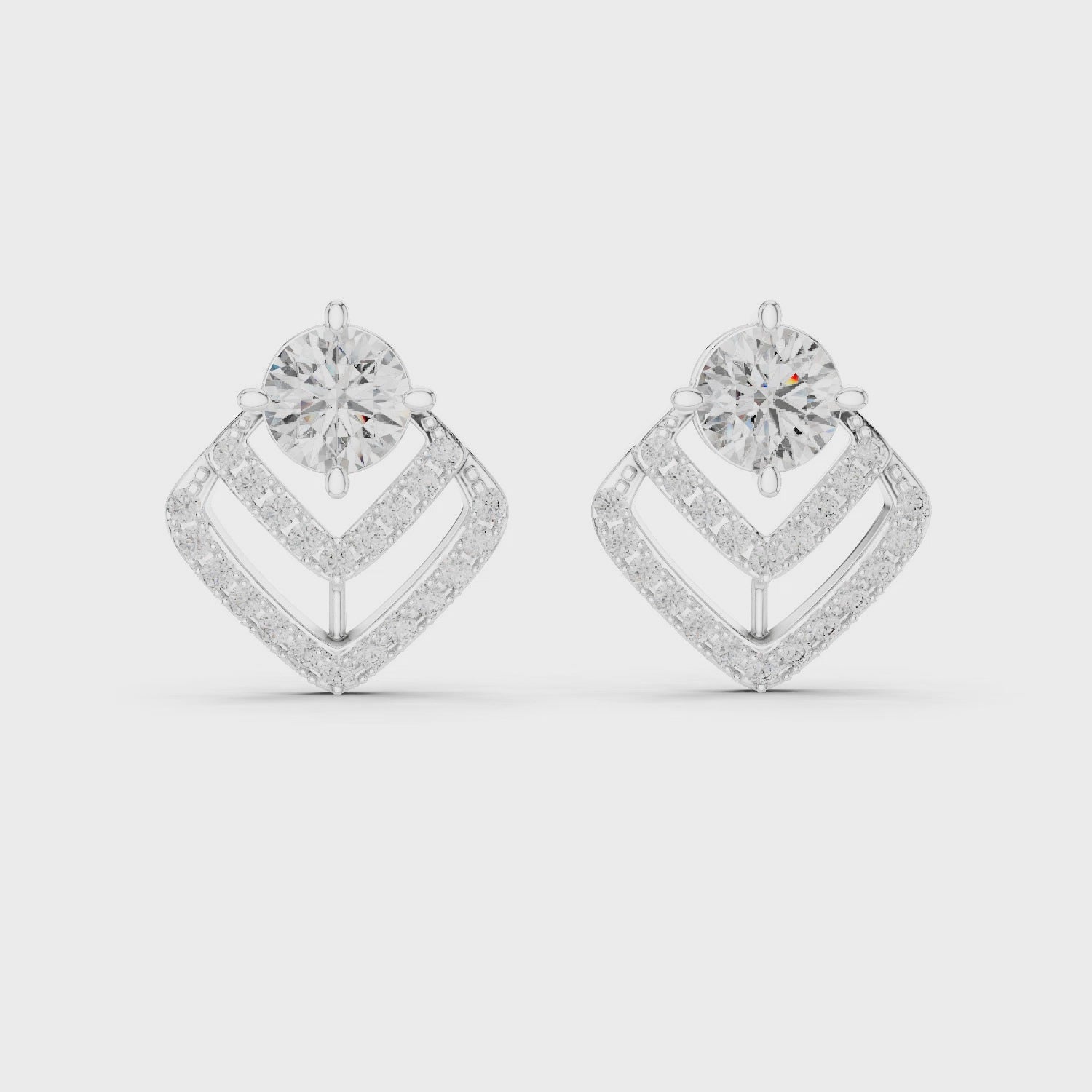 Square Diamond Halo Earrings