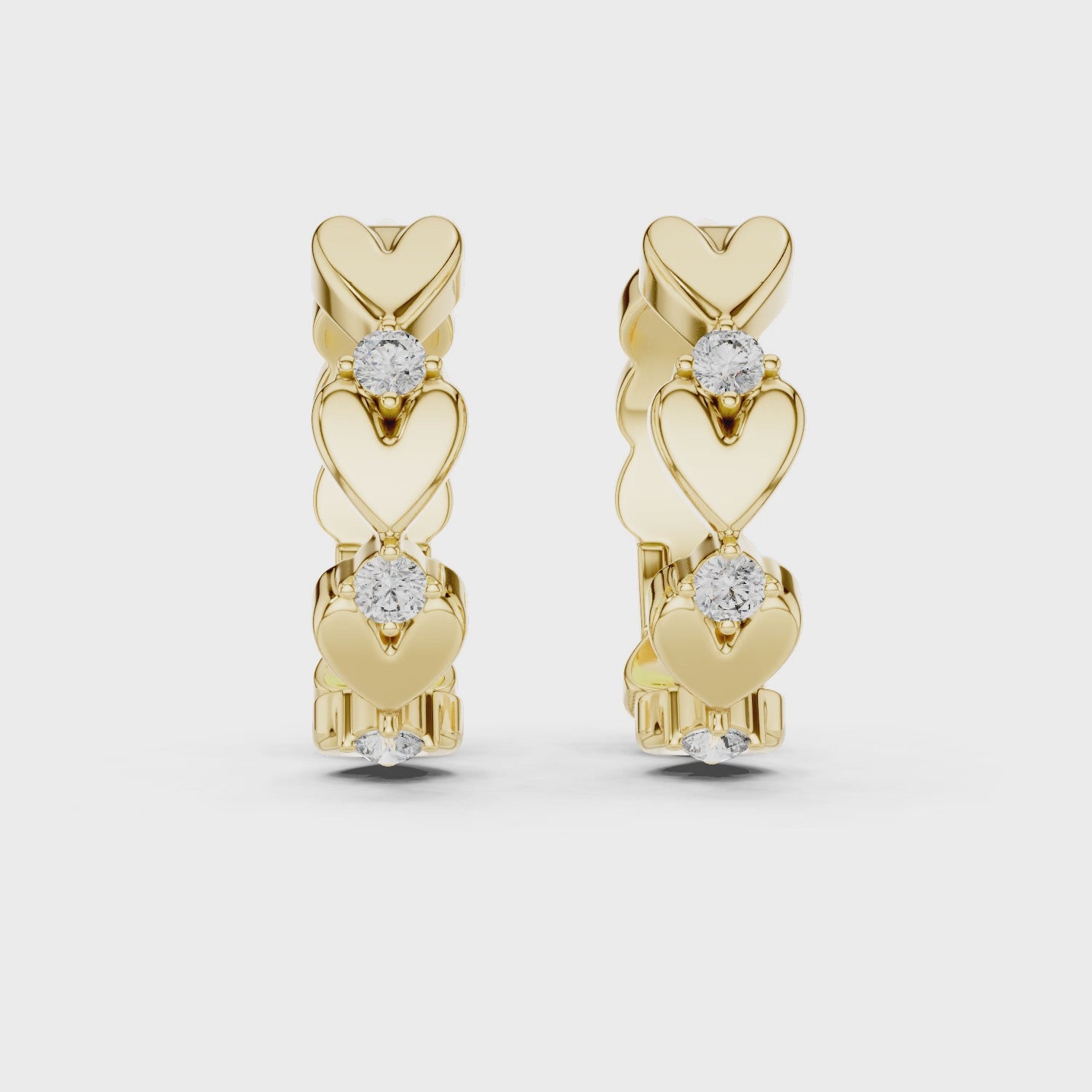 Rose Gold Heart Hoop Earrings with Diamond Accents