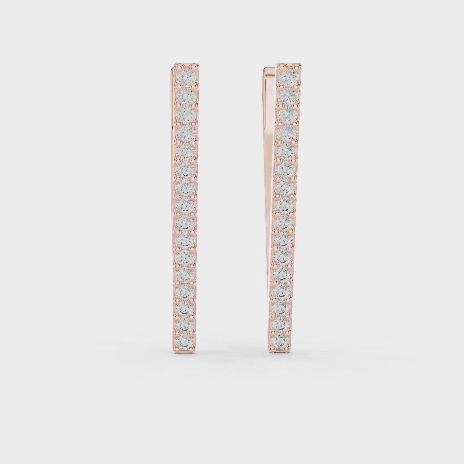 Elegant Geometric Diamond-Encrusted Rose Gold Earrings