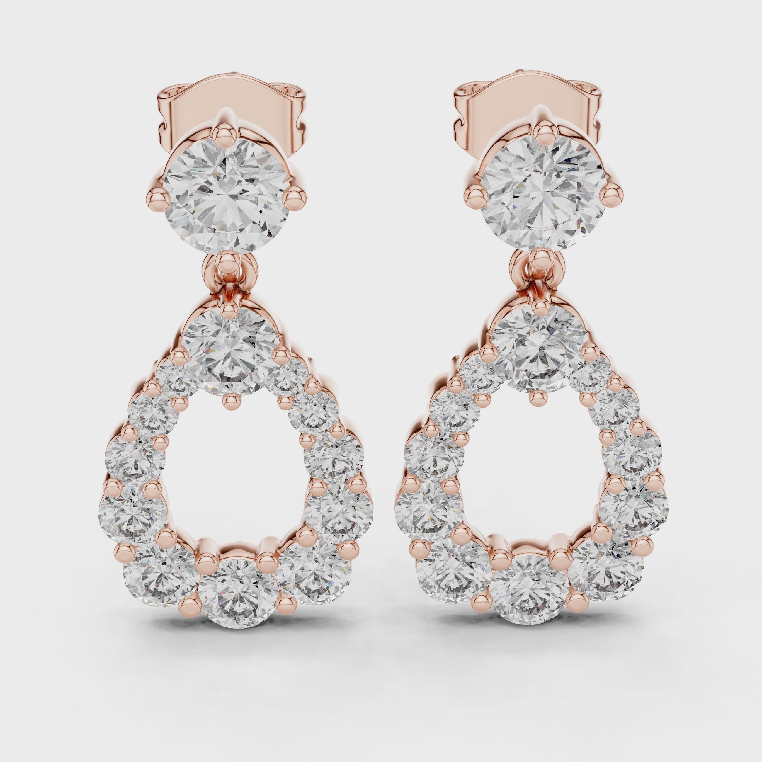 Elegant Rose Gold and Diamond Teardrop Earrings