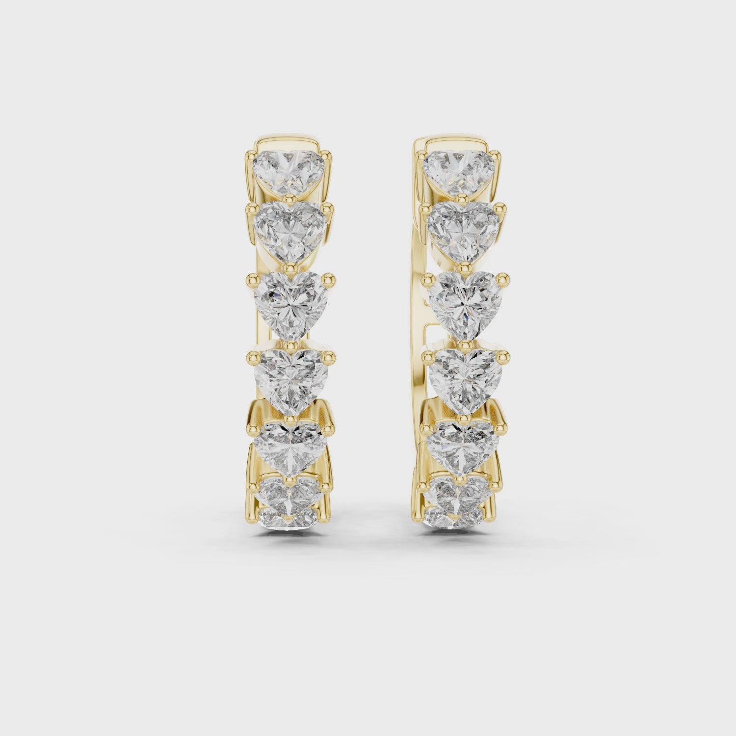 Rose Gold Hoop Earrings with Heart-Shaped Diamonds