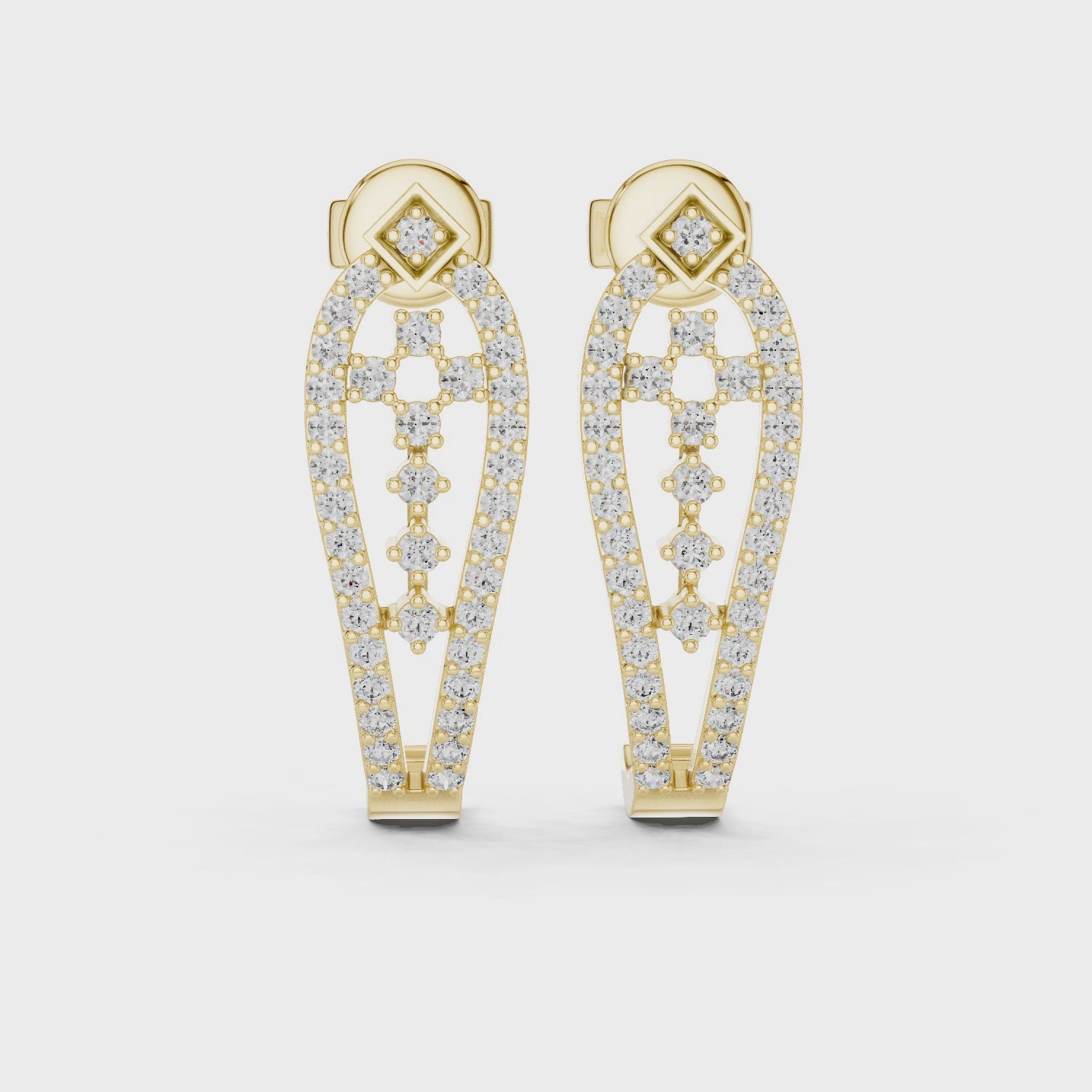 Diamond-Studded Gold Hoop Earrings