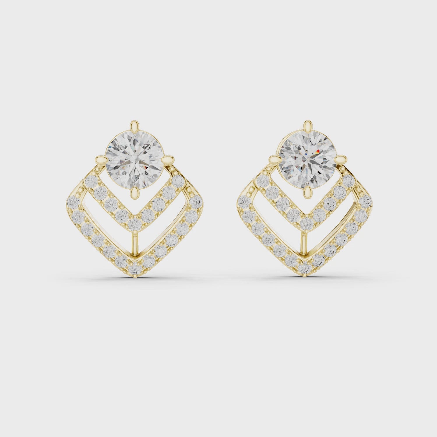 Square Diamond Halo Earrings