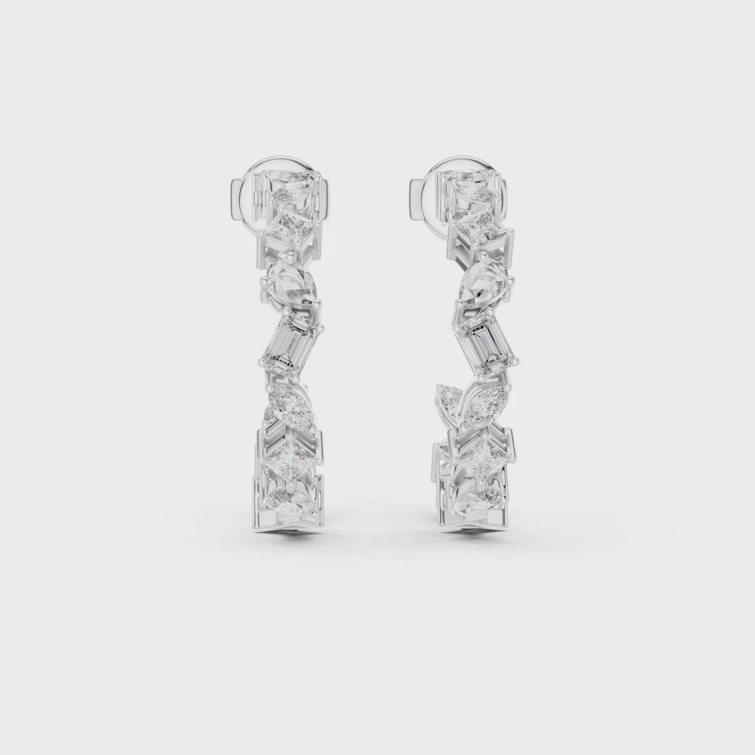 Elegant Rose Gold Hoop Earrings with Mixed-Cut Diamonds