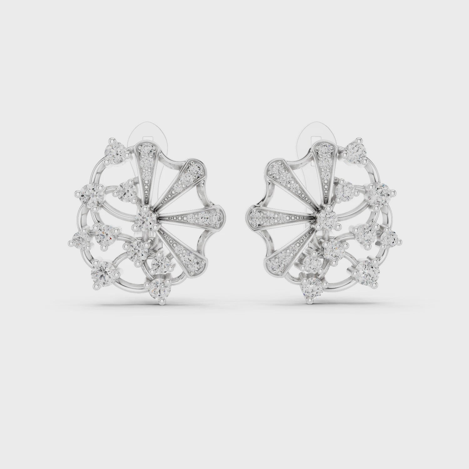 Rose Gold Diamond Floral Spiral Earrings