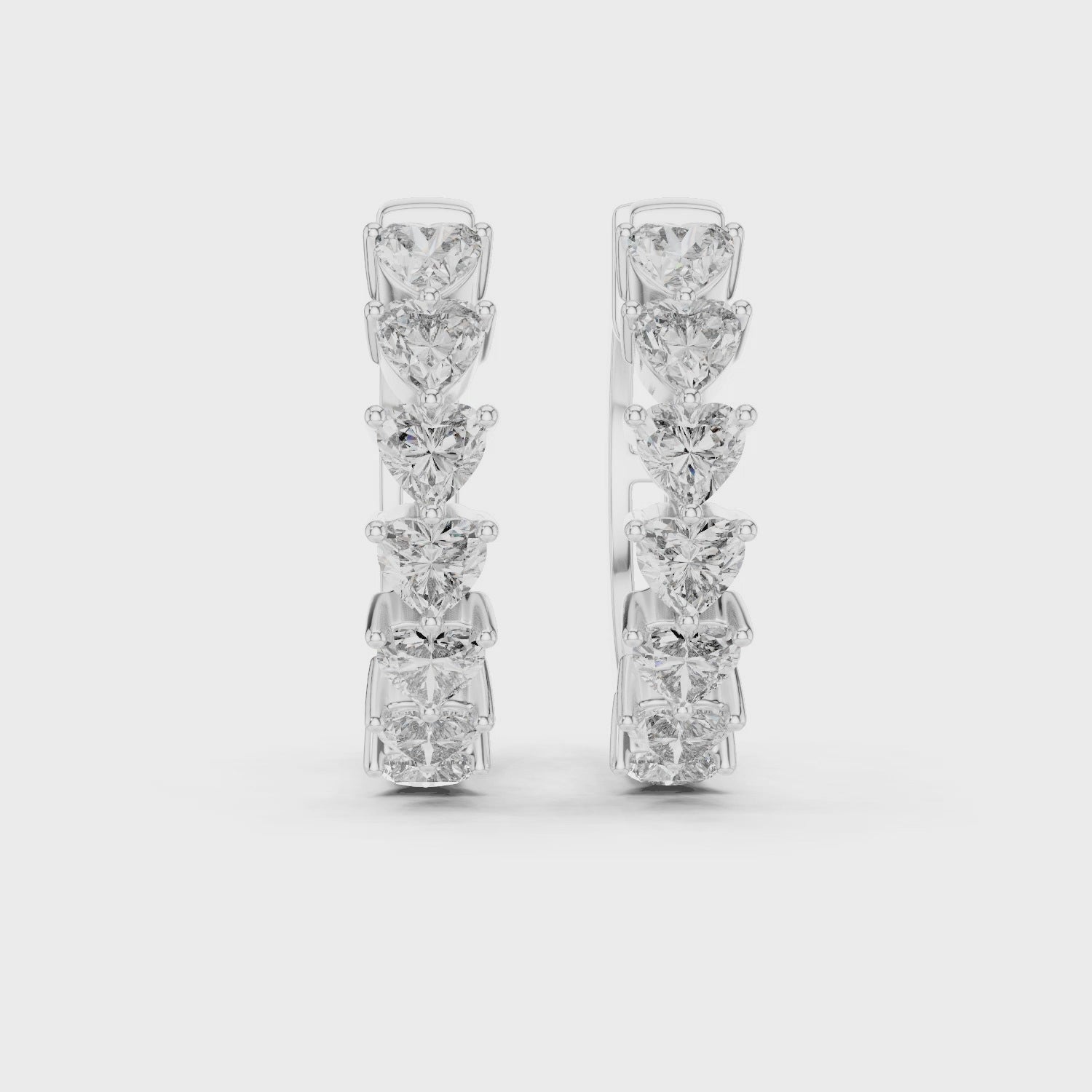 Rose Gold Hoop Earrings with Heart-Shaped Diamonds