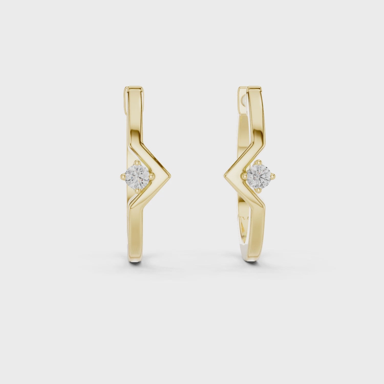 Rose gold zigzag diamond stud earrings