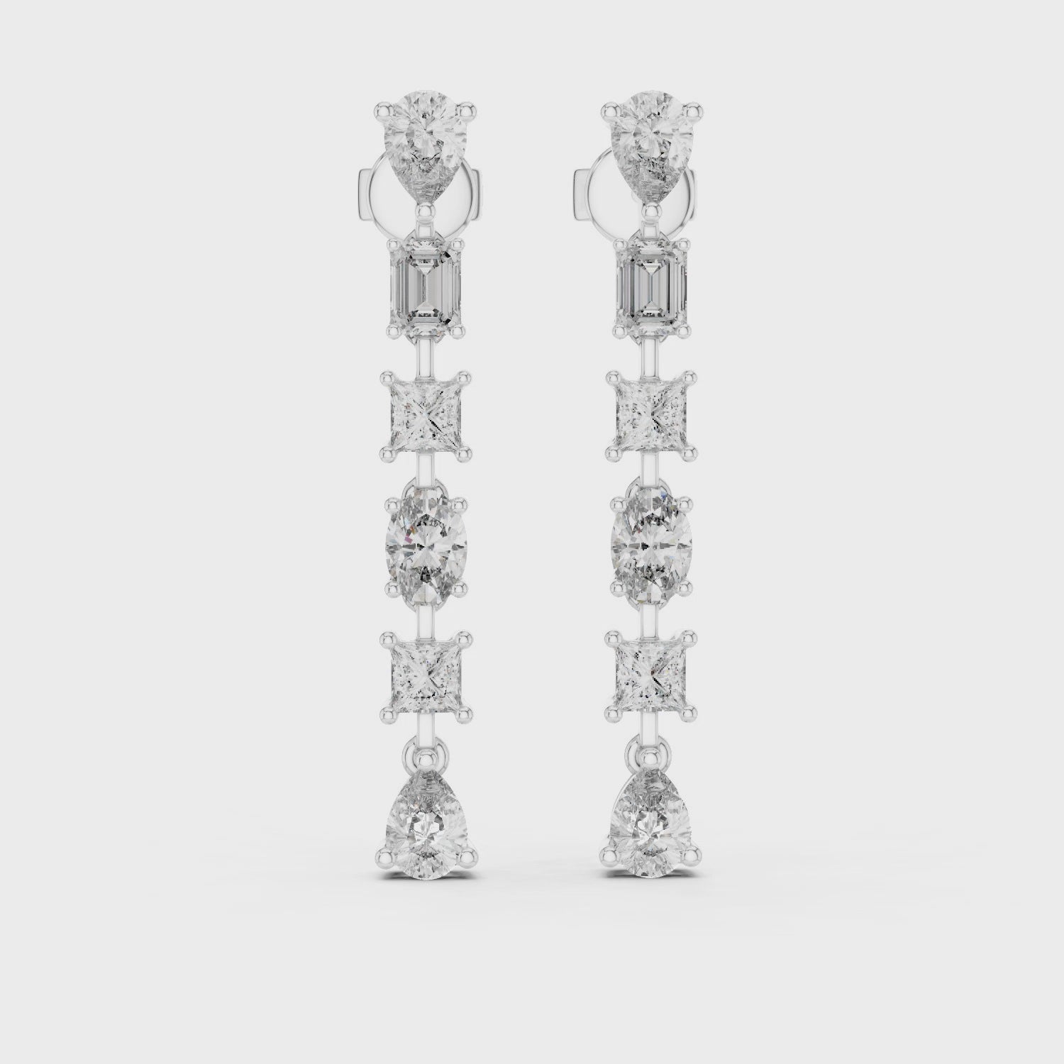 Elegant Rose Gold Drop Earrings with Mixed-Cut Diamonds
