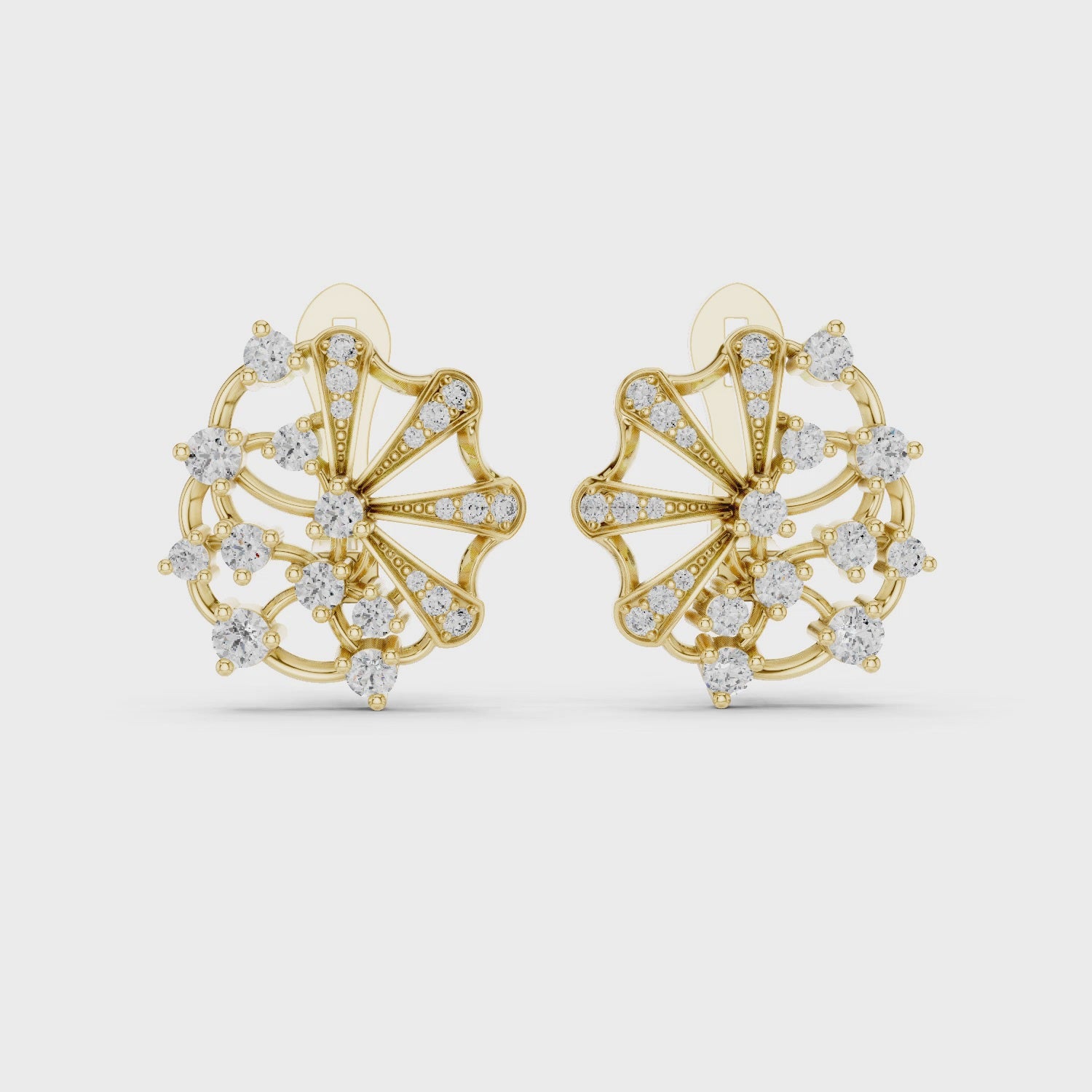 Rose Gold Diamond Floral Spiral Earrings