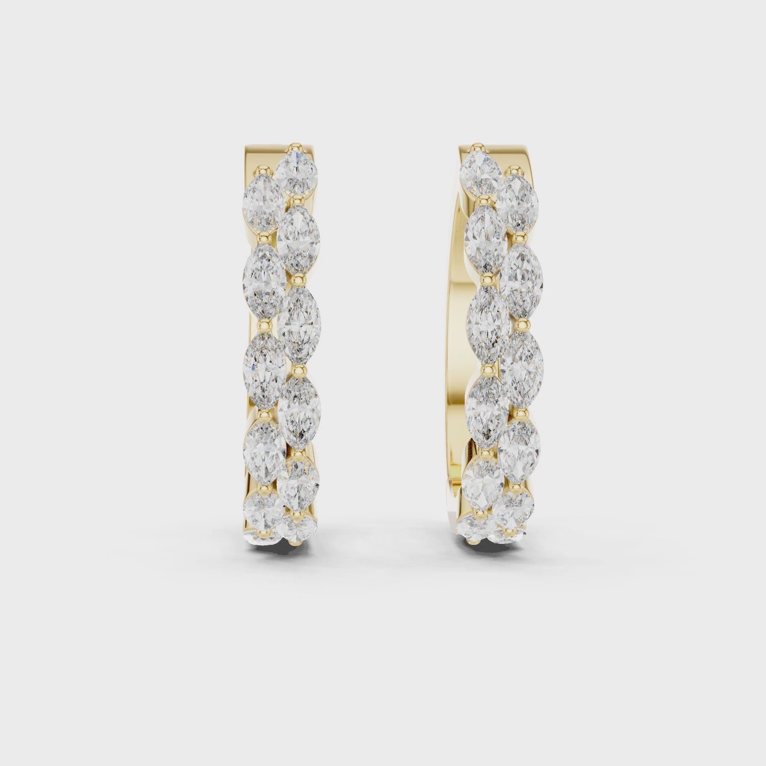 Elegant Rose Gold Marquise Diamond Hoop Earrings