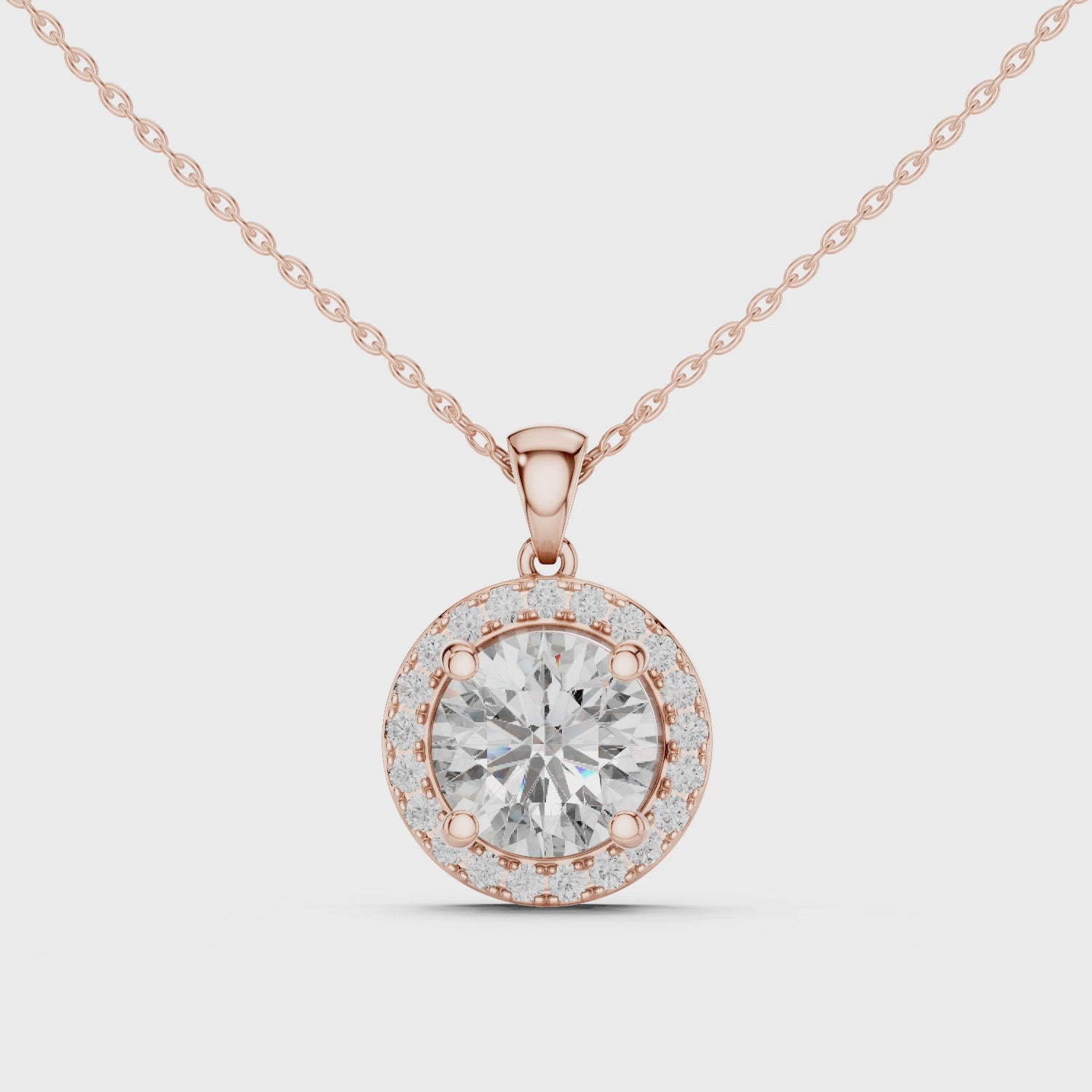 Radiant Rose Gold Diamond Halo Pendant