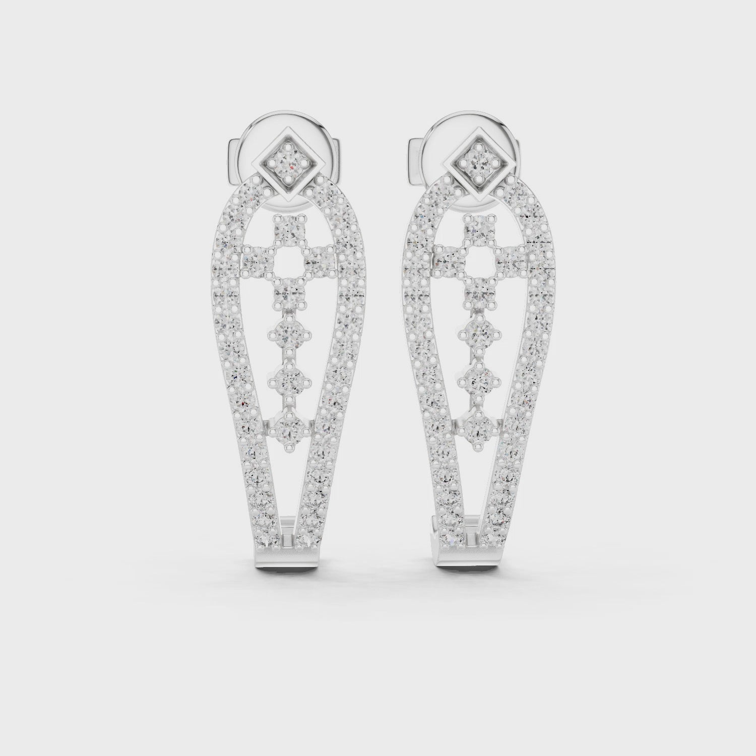 Diamond-Studded Gold Hoop Earrings