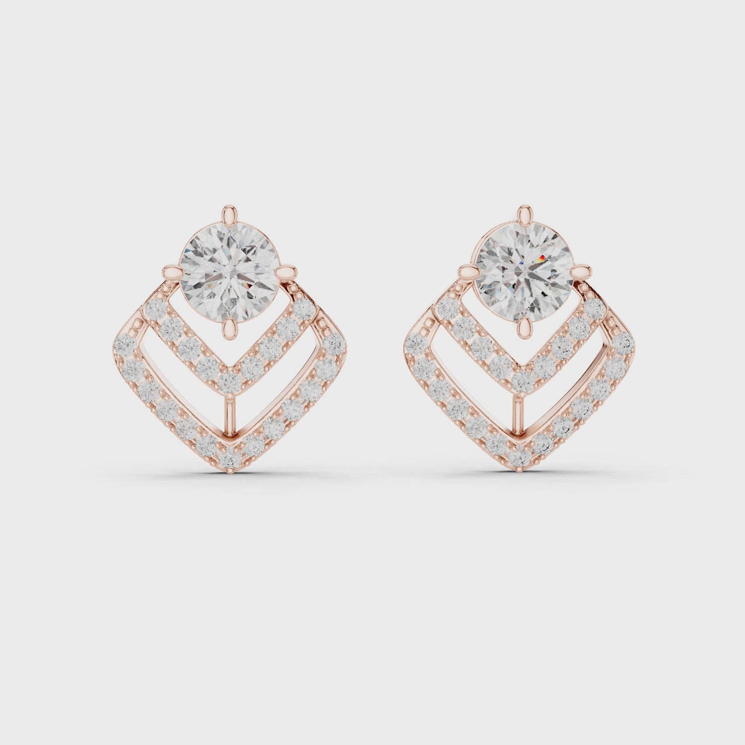 Square Diamond Halo Earrings