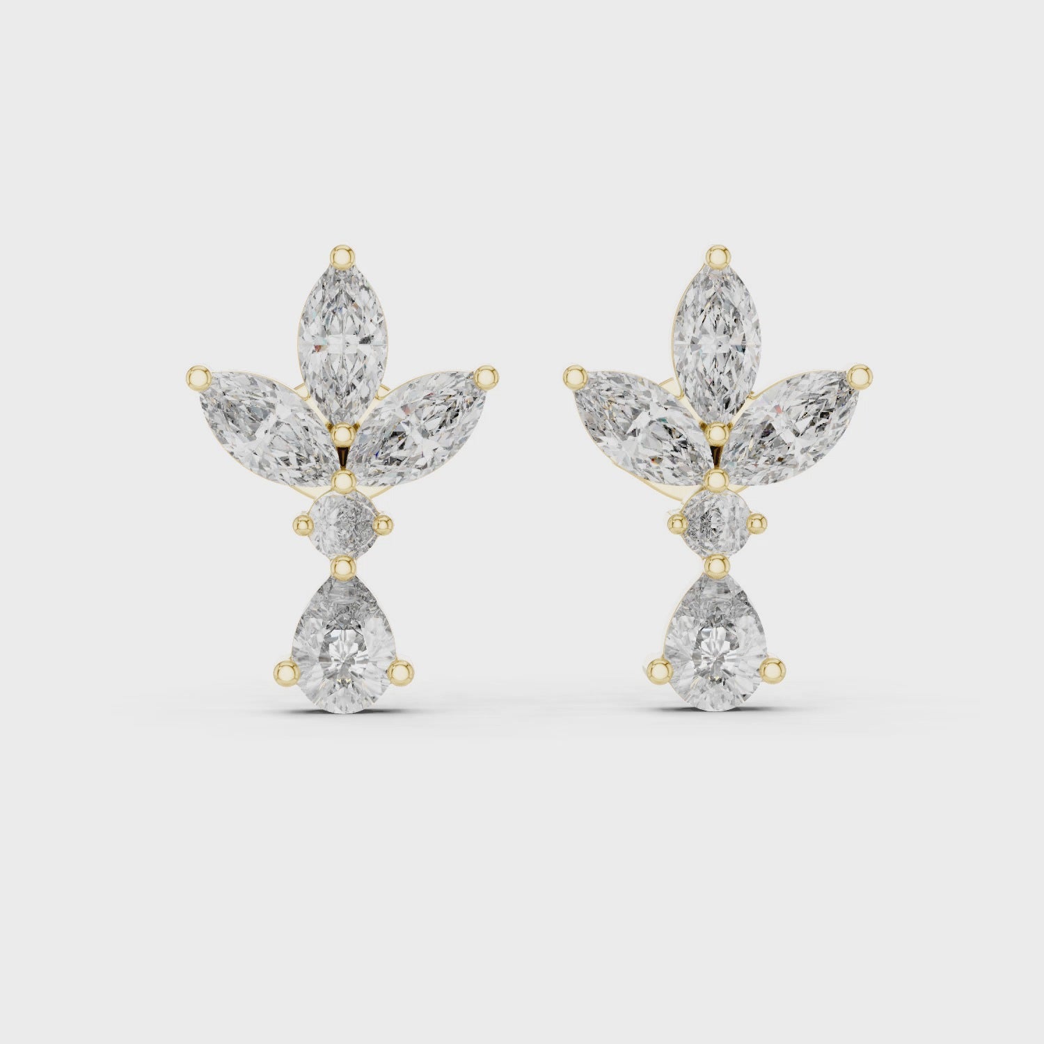 Elegant Floral Diamond Stud Earrings with Rose Gold Setting