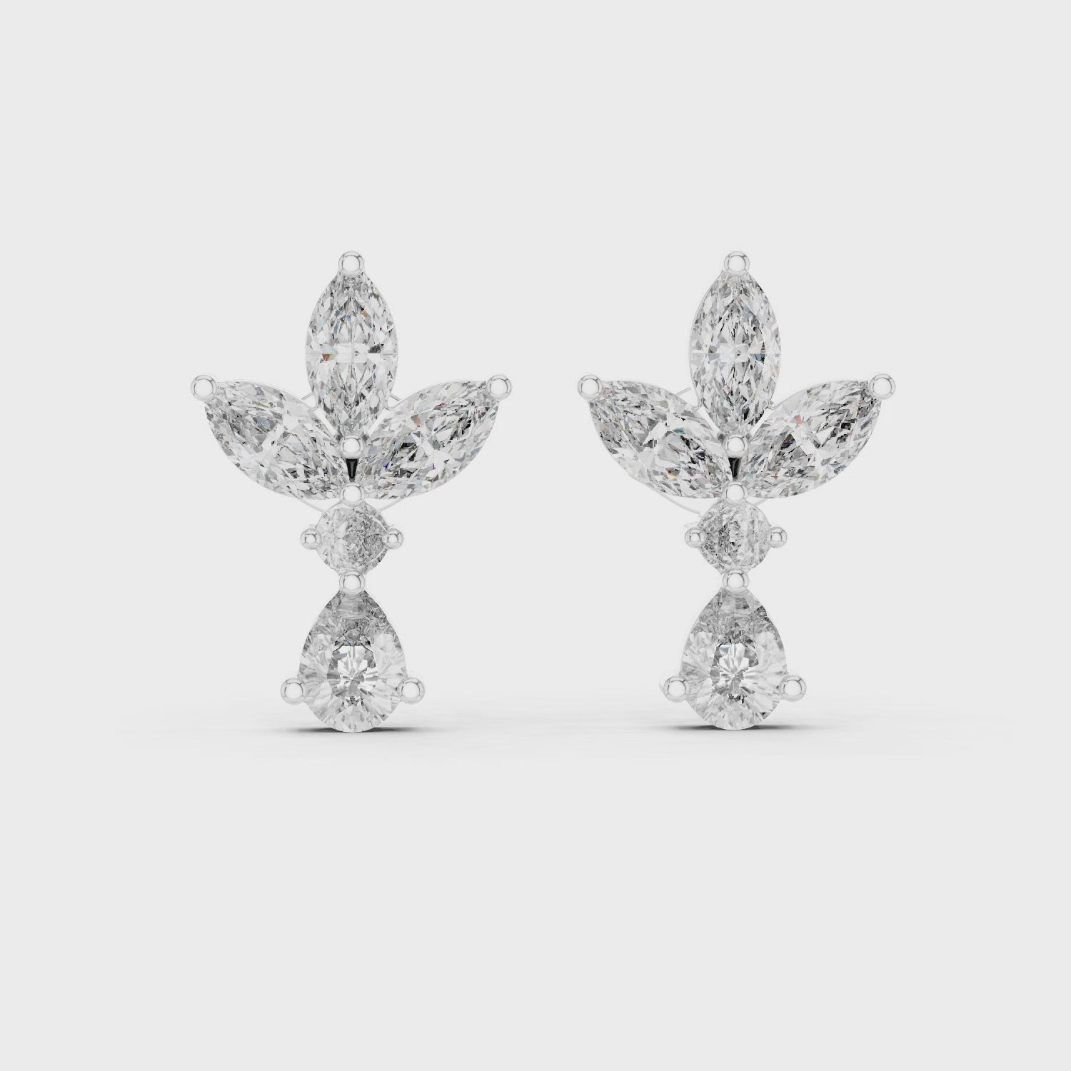Elegant Floral Diamond Stud Earrings with Rose Gold Setting