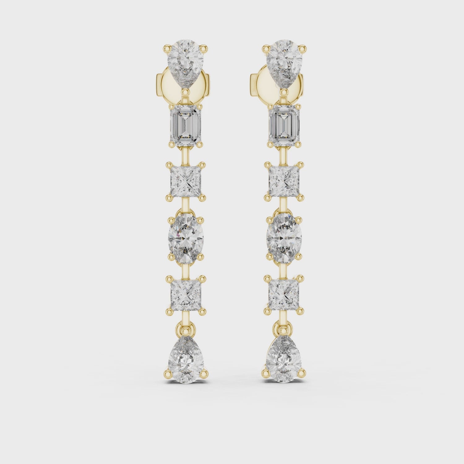 Elegant Rose Gold Drop Earrings with Mixed-Cut Diamonds
