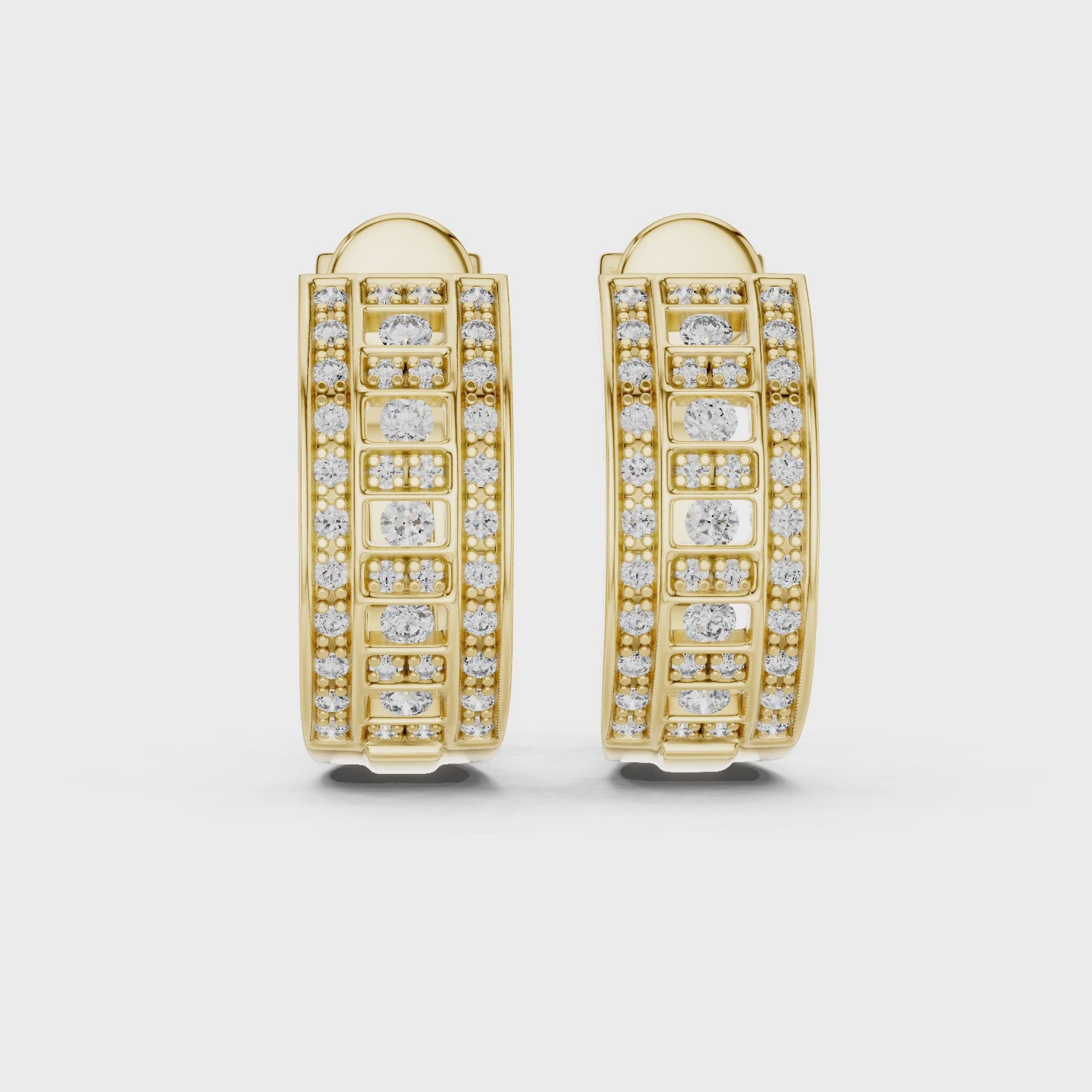 Rose Gold Diamond Geometric Hoop Earrings