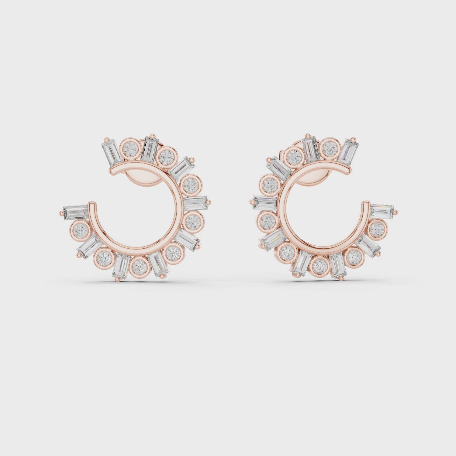 Radiant Rose Gold Diamond Hoop Earrings