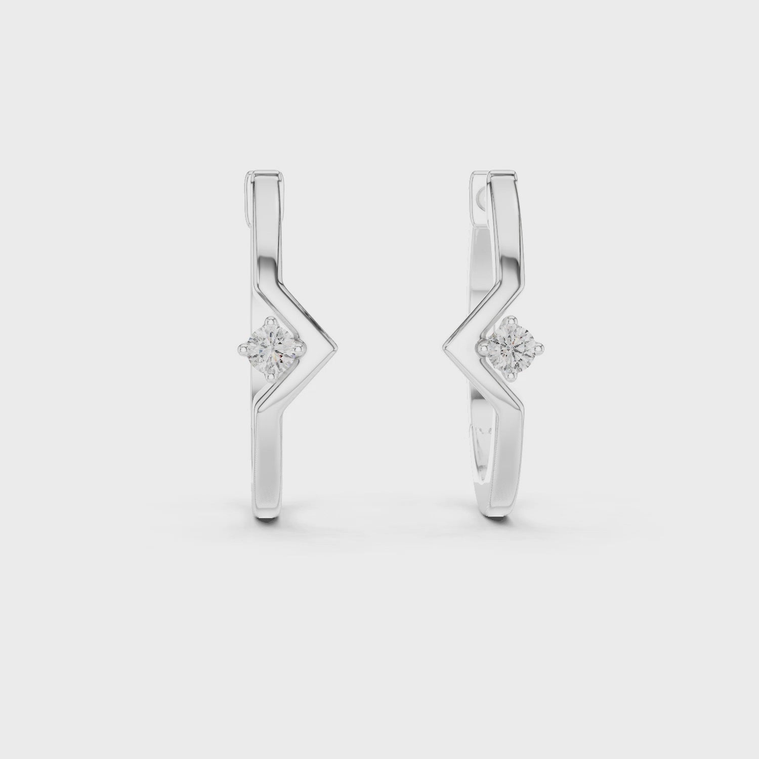 Rose gold zigzag diamond stud earrings