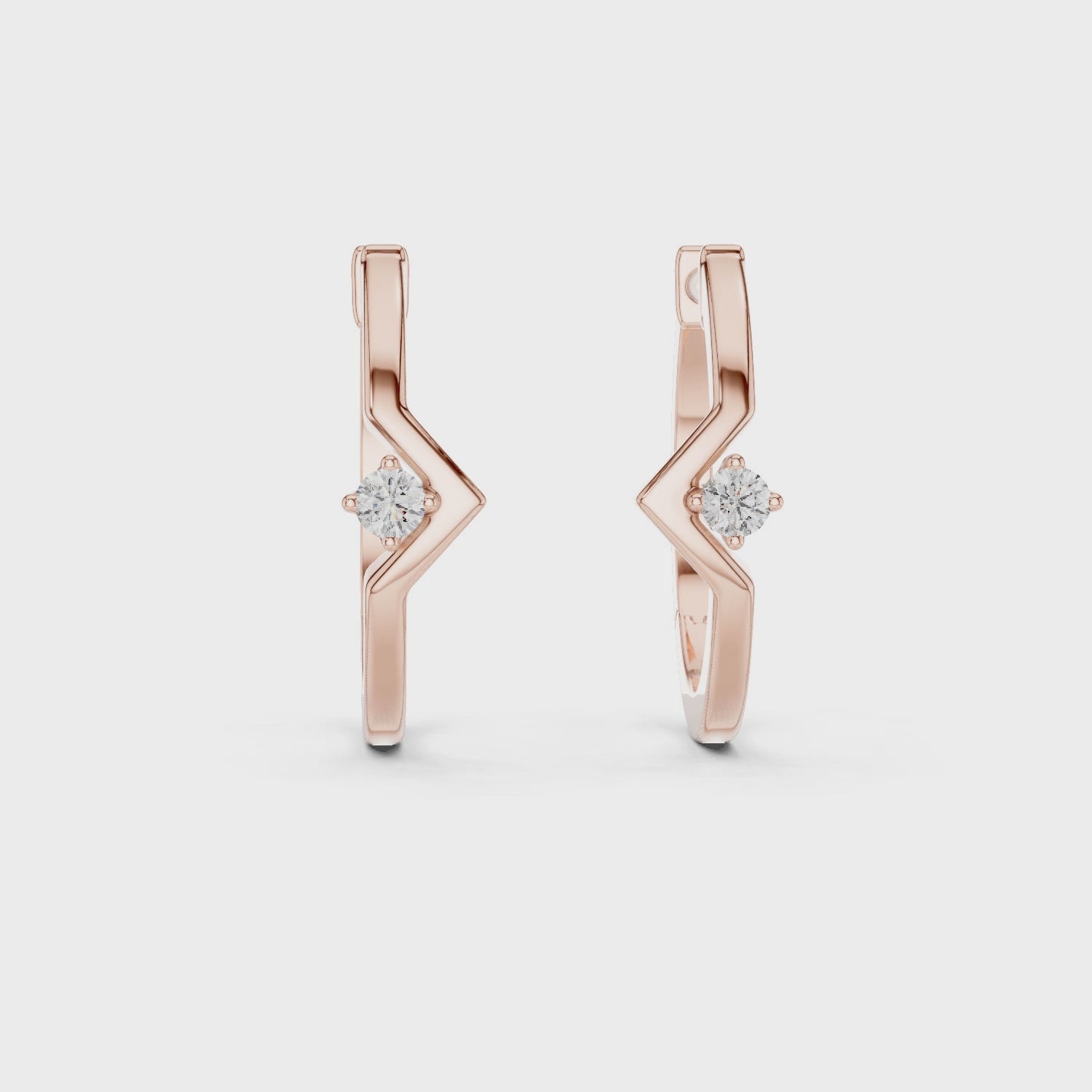 Rose gold zigzag diamond stud earrings