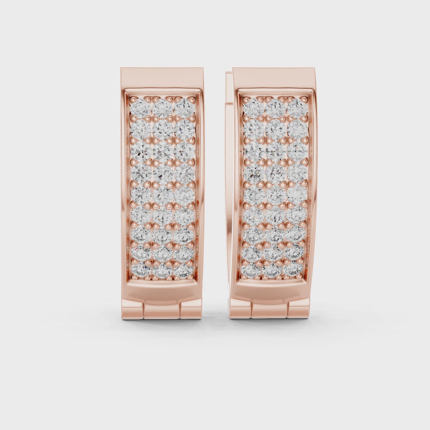Rose Gold Diamond Pav‚ Hoop Earrings