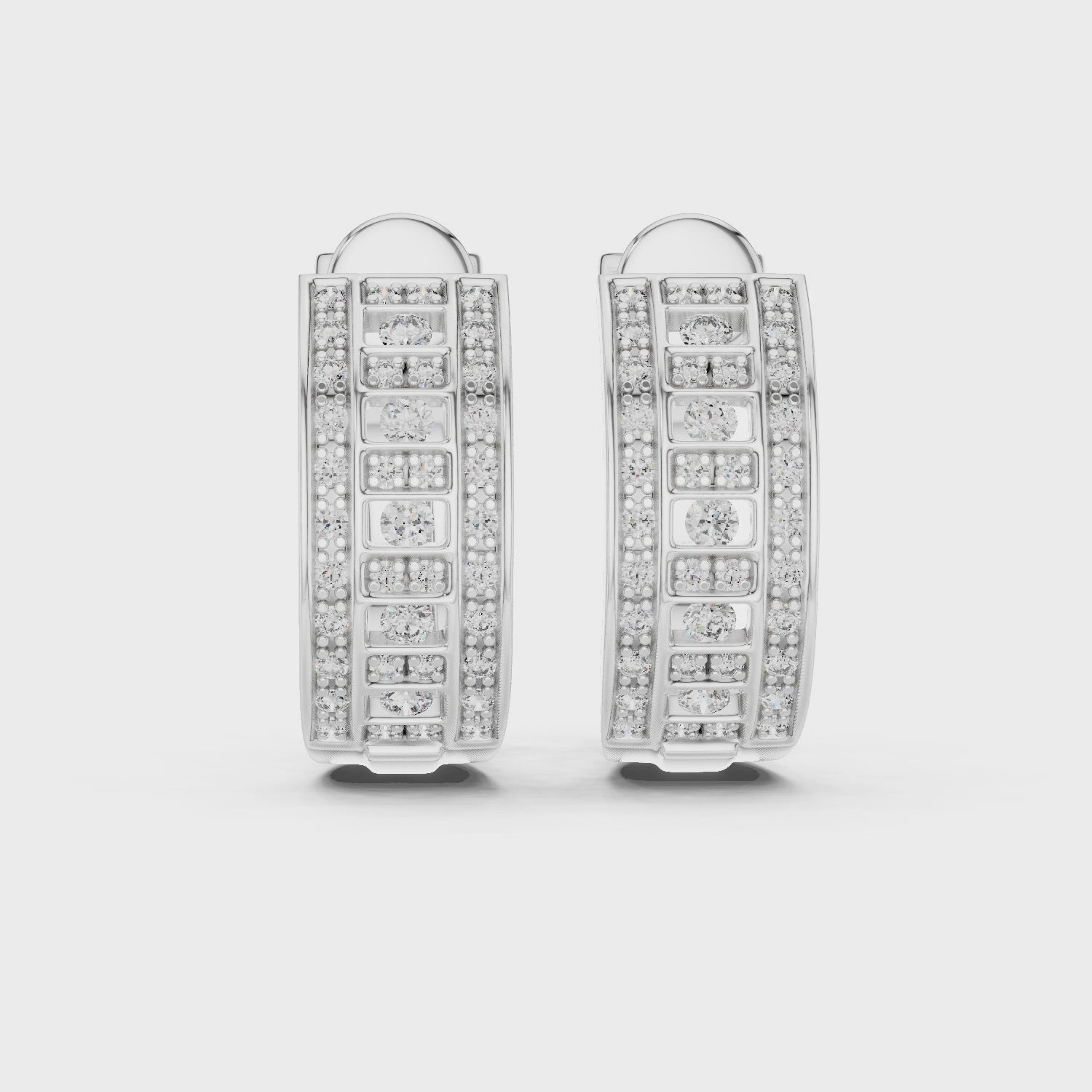 Rose Gold Diamond Geometric Hoop Earrings