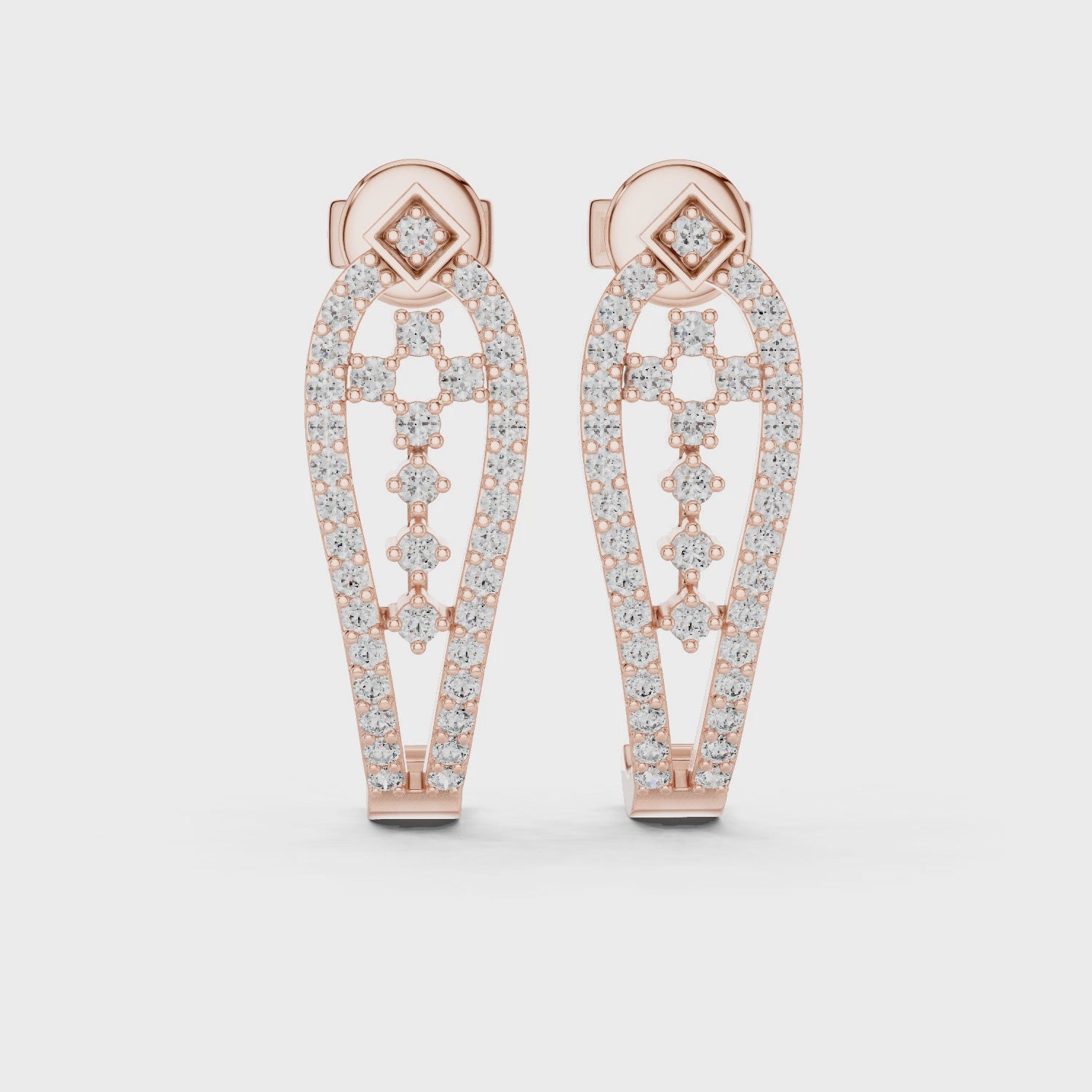 Diamond-Studded Gold Hoop Earrings